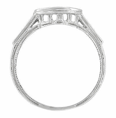 Art Deco Diamonds Filigree and Wheat Curved Hugger Wedding Ring in 14 or 18 Karat White Gold - Item: WR663W14 - Image: 2