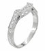 Art Deco Diamonds Filigree and Wheat Curved Hugger Wedding Ring in 14 or 18 Karat White Gold