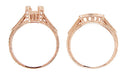 Art Deco Diamond Filigree Wraparound Wedding Ring in 14K Rose ( Pink ) Gold
