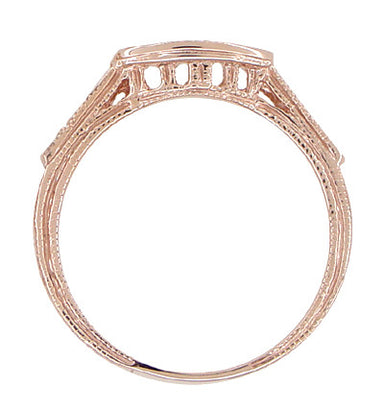 Art Deco Diamond Filigree Wraparound Wedding Ring in 14K Rose ( Pink ) Gold - alternate view