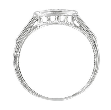 Art Deco Diamond Engraved Filigree Contoured Wedding Ring in 18 or 14 Karat White Gold - alternate view