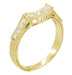 Yellow Gold Curved Bridge Art Deco Engraved Diamond Filigree Wedding Ring - 18K or 14K Gold