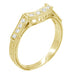 Yellow Gold Curved Bridge Art Deco Engraved Diamond Filigree Wedding Ring - 18K or 14K Gold