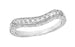White Gold Art Deco Engraved Wheat Curved Diamond Wedding Band - 14K or 18K
