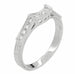 Art Deco Diamonds Filigree Scrolls Curved Wedding Ring in 18 Karat White Gold | Scroll Engraved Vintage Style Curved Band