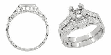 Art Deco Diamond Filigree Palladium Wedding Ring - alternate view