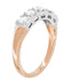 Mid Century Modern Straightline 5 Diamond Wedding Ring in 14 Karat White and Rose Gold