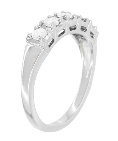 Mid Century Straightline Diamond Wedding Ring in White Gold - 18K or 14K - alternate view